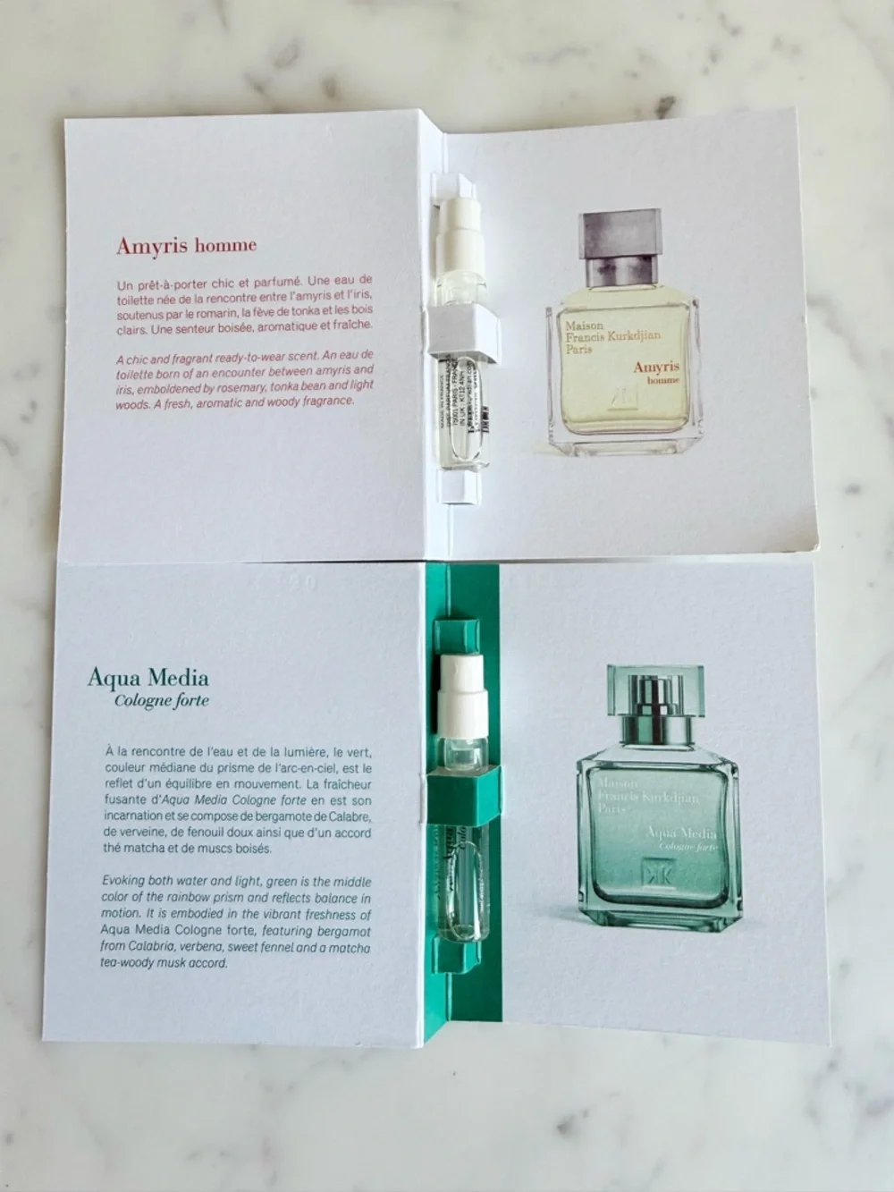 Maison Francis Kurkdjian Aqua Media EDP and Amyris EDT, set of 2, NWT
